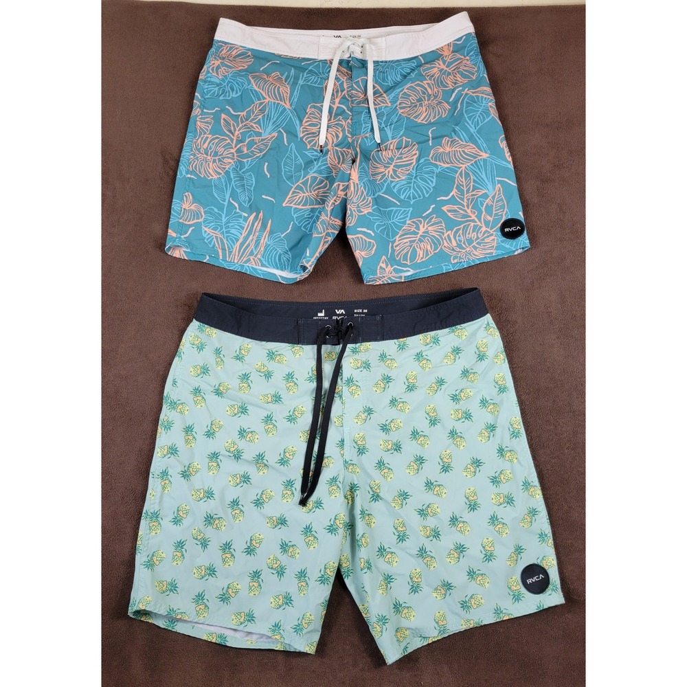 RVCA Industry Mens Board Shorts Size 38 Bundle Tropical Pineapple M155TRVA Teal